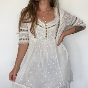 Free People embroidered mini dress